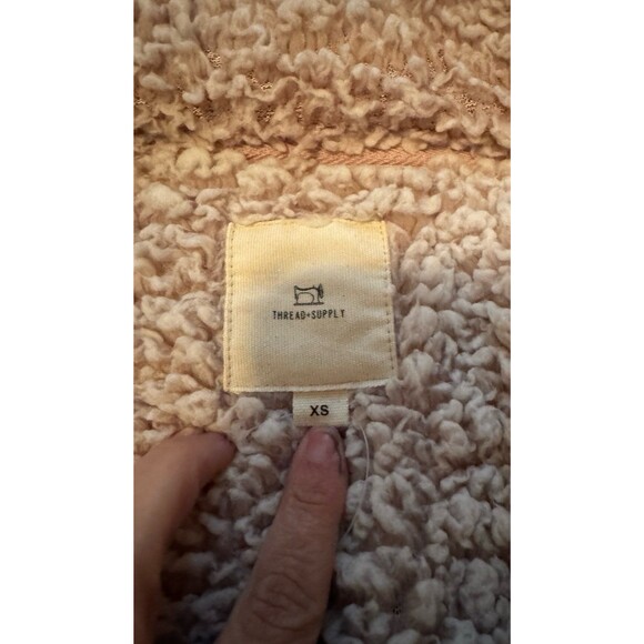Thread Supply Fluffy Zip-Up Jacket – Beige, Size XS - Picture 3 of 3